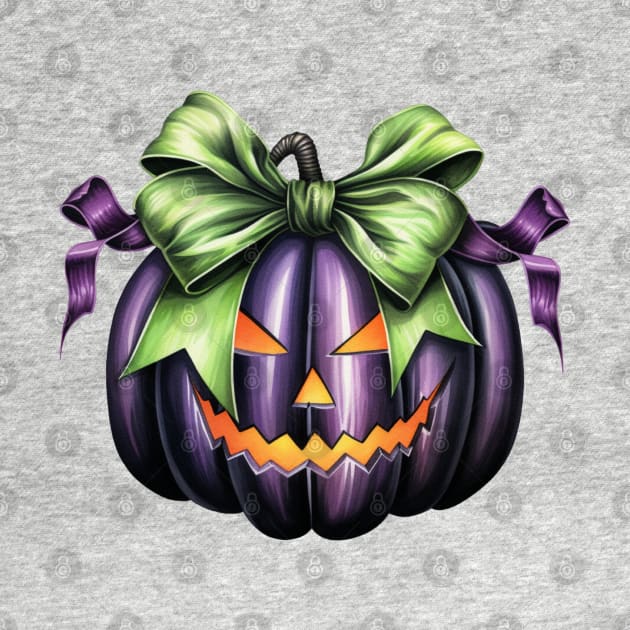 Halloween Pumpkin Face with Big Bow character illustration by LaartStudio